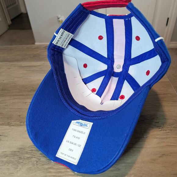 Vintage Kansas University Jayhawks Strapback Hat Cap 90s KU Blue Striped Retro - Picture 7 of 8